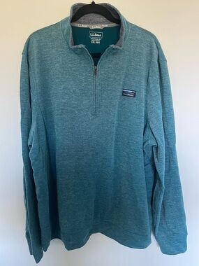 L.L. Bean Men's Heathered Teal Quarter-Zip Pullover